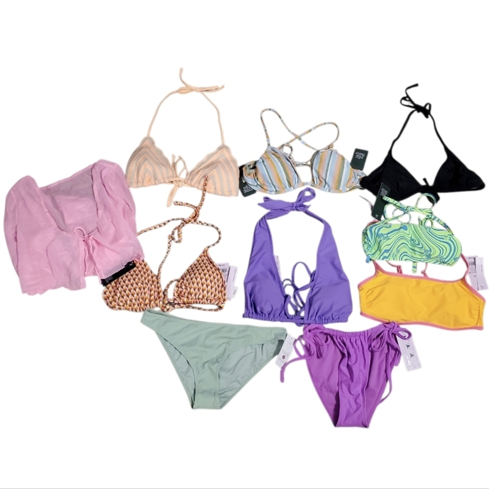 NWT Wild Fable/Shade & Shore 10 PC Bikini Top/Bottom Swim Collection Lot S 4-6 - Picture 1 of 6